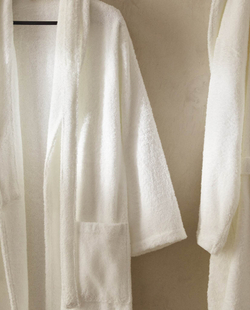 ZARA HOME ХАЛАТ ИЗ ВЫСОКОКАЧЕСТВЕННОГО ХЛОПКА, БЕЛЫЙ