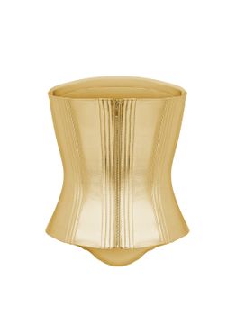 Топ корсетного типа из лаке с открытыми плечами