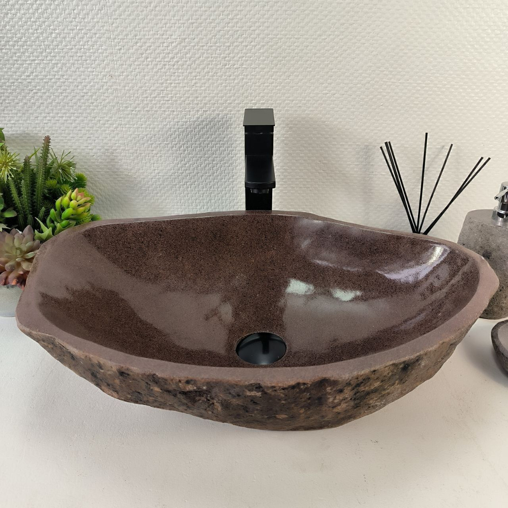 Каменная раковина из речного камня RS-05215 (57*39*15) 0857 из натурального камня