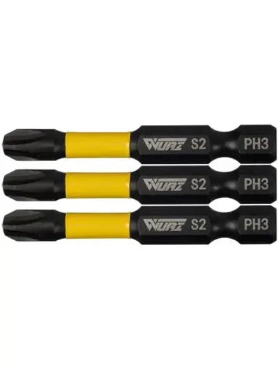 Бита PH3 х 50мм S2 3шт. торсионная намагниченная WURZ 2950-3