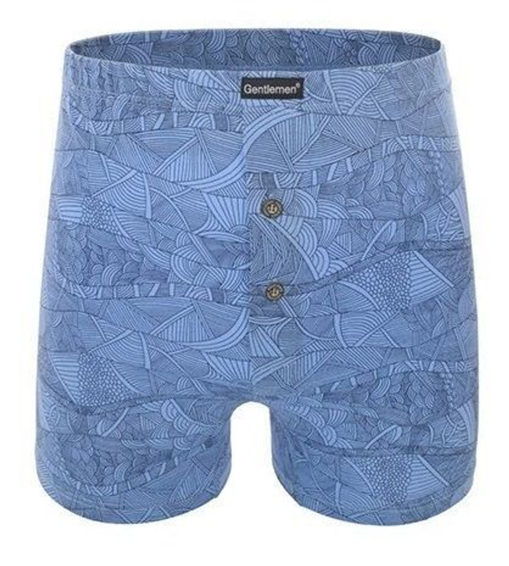 Хлопковые трусы-боксеры свободного кроя с фантазийным принтом (Размер: M) (Цвет: голубой)