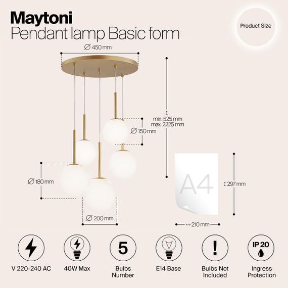 Подвесная люстра Maytoni Basic form MOD321PL-05G1
