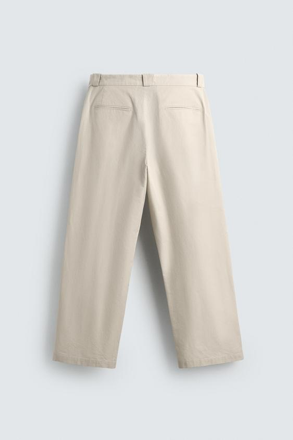 ZARA БРЮКИ STRAIGHT FIT ИЗ ХЛОПКА И ЛИОЦЕЛЛА, ПЕСОЧНЫЙ