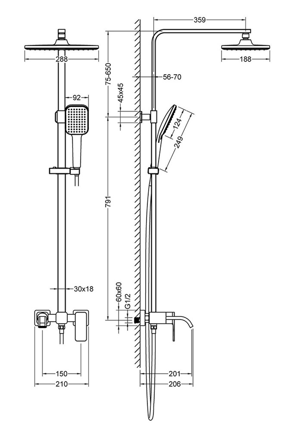 Душевая стойка Timo Selene SX-1013 телескоп