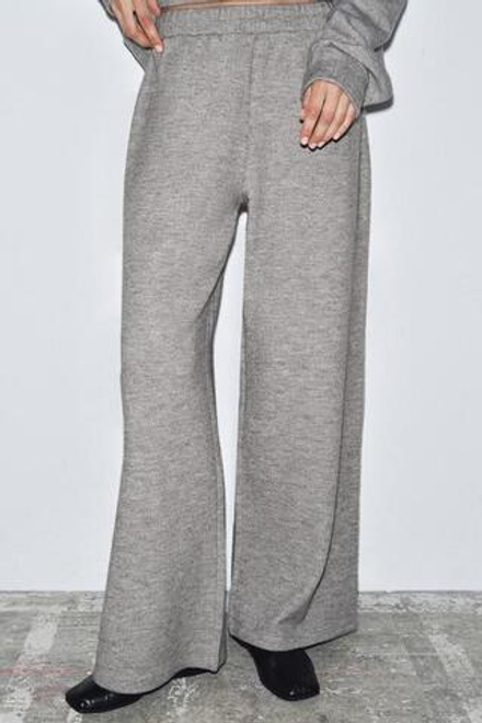 ZARA ШИРОКИЕ БРЮКИ ИЗ МЯГКОЙ ТКАНИ, МЫШИНО-СЕРЫЙ