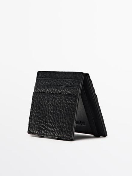 Massimo Dutti Кошелек для карт из кожи наппа, черный