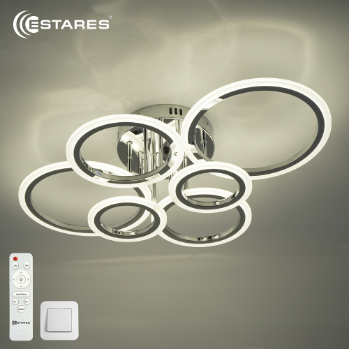 Управляемая светодиодная люстра EUROPA 80W 6R-IRC-675x480x175-CHROME/WHITE-220-IP20