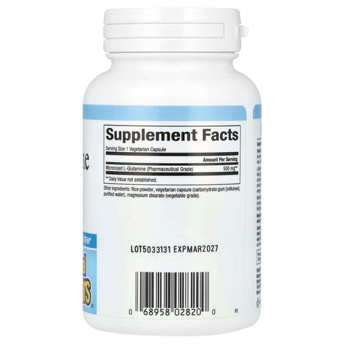 Natural Factors, Микронизированный L-глютамин, 500 мг, 90 вегетарианских капсул