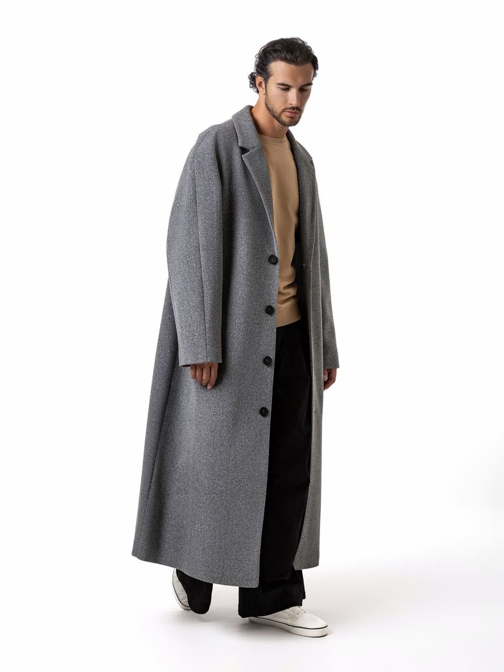 Пальто Dryg однобортное утепленное светло-серое