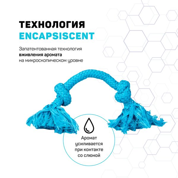 Жевательный канат Playology DRI-TECH ROPE для собак мелких пород с ароматом арахиса, маленький, цвет голубой