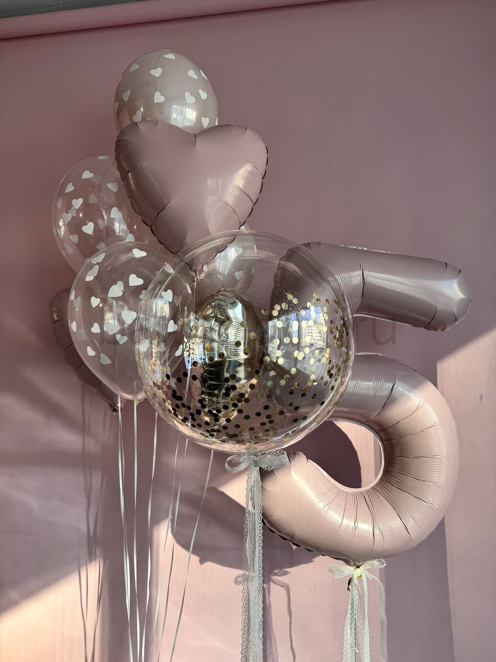 Набор шаров " Сердце с зайкой " Дизайн № 2