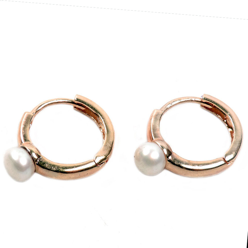 Серьги "Колечки" жемчуг белый