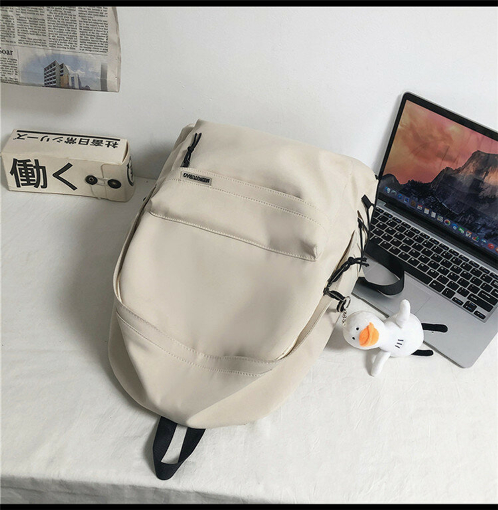 Рюкзак женский мужской городской школьный без брелка, белый