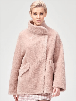 Эко мех шуба чебурашка куртка, розовая, Americanka