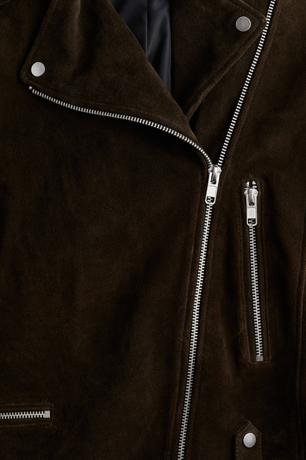 H&M Кожаная байкерская куртка, темно-коричневый