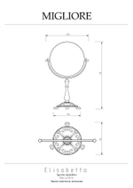Косметическое зеркало Migliore Elisabetta 17066 золото