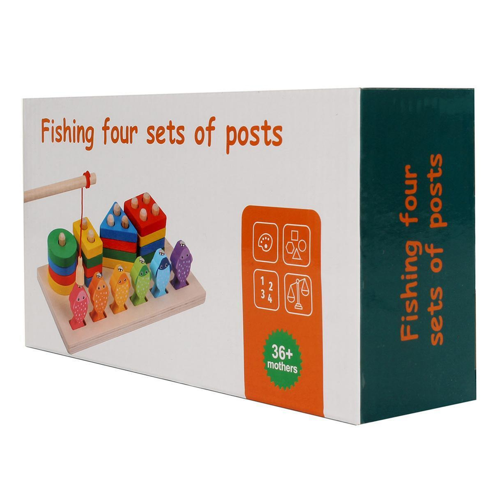 Развивающая игрушка 2 в 1 деревянная (рыбалка + сортер), коробка C-41647