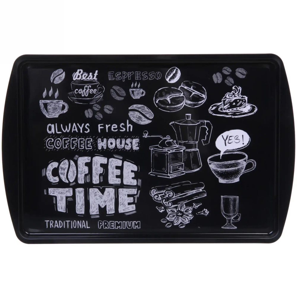 Поднос жестяной «Coffee time» 38*24см, черный