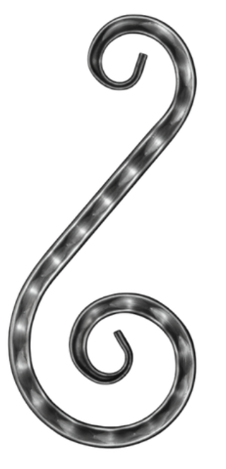 кованый элемент волюта с декором 700х105х310