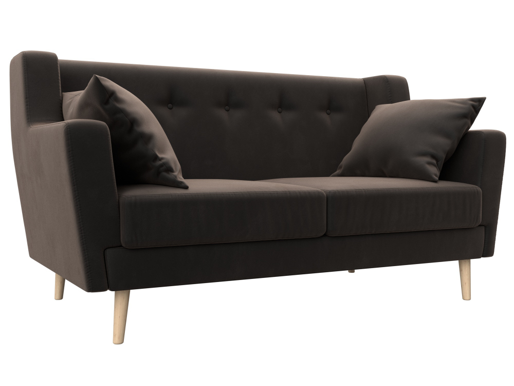 Диван кухонный прямой Брайтон 2, Коричневый, Велюр, 108918