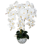 Искусственные Орхидеи белые Люкс 5 веток 75 см в сером кашпо
