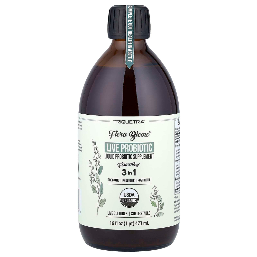 Triquetra Health, Flora Biome™, жидкая добавка с живыми пробиотиками, 473 мл (16 жидк. унций)