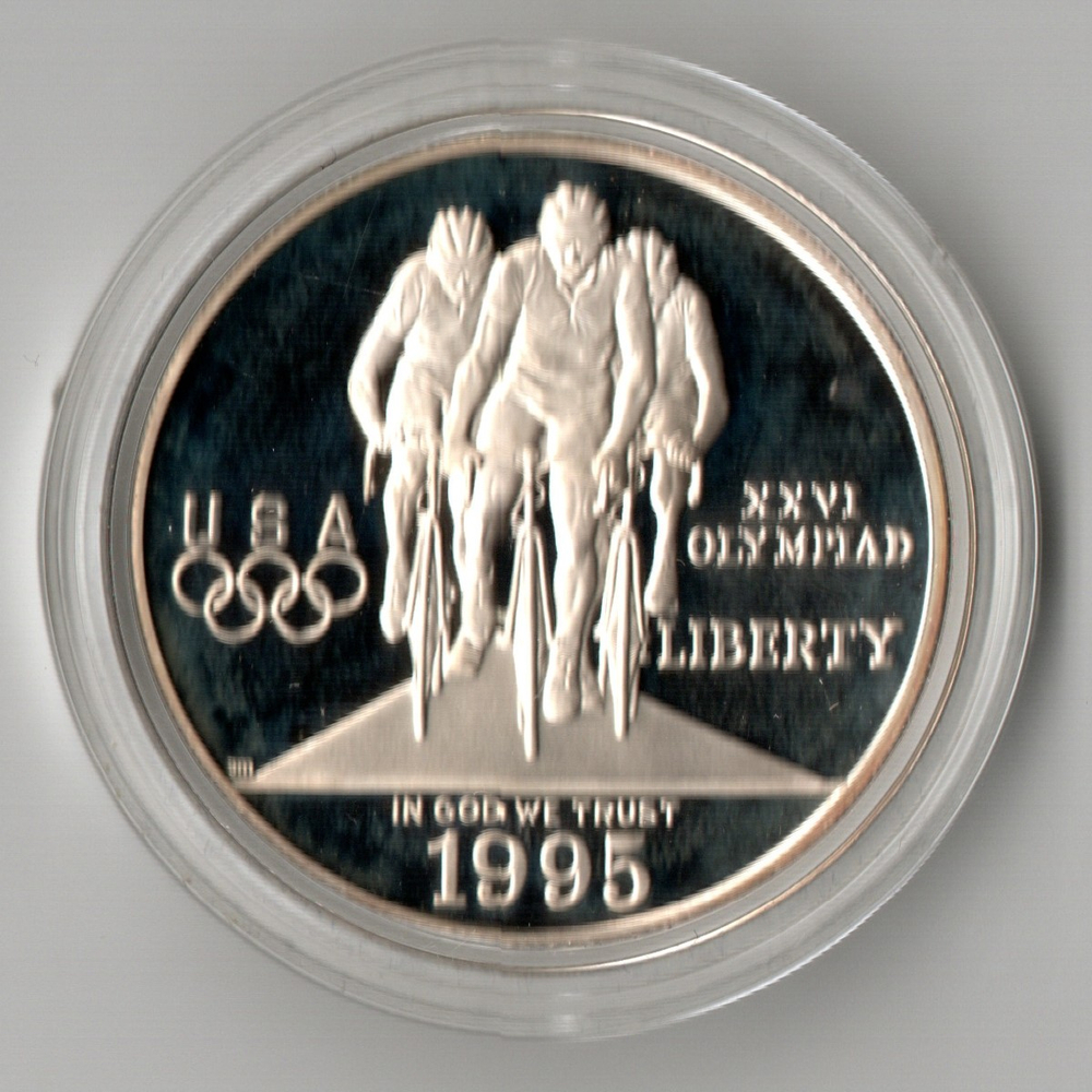 1 доллар Велоспорт 1995 год. Proof. Пруф в капсуле