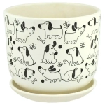 Горшок керамический Собаки белый бук №3