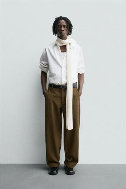 ZARA БРЮКИ BALLOON FIT, ПЫЛЬНЫЙ ХАКИ