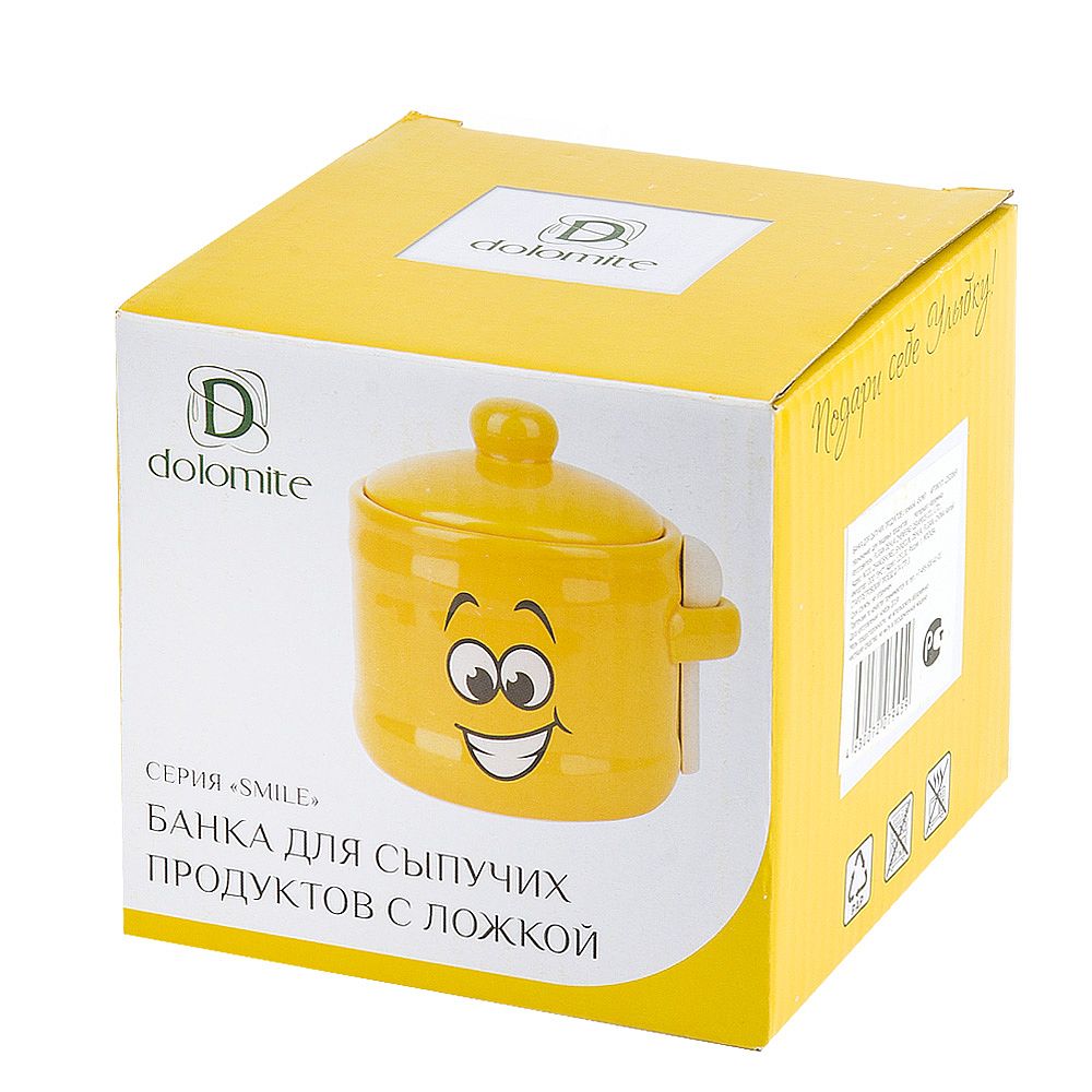 Банка для сыпучих продуктов + ложка " " d=10см. h=11см. v=450мл. (керамика)