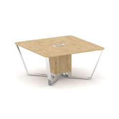 Steel Meet Стол переговорный квадратный MDK-PR.B.SP-08 Тиквуд Светлый/Нержавеющая Сталь/Хром 1600*16