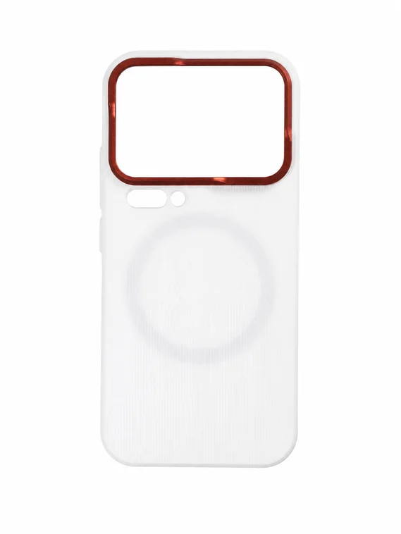 Защитный чехол для Xiaomi 17 Pro c MagSafe белый с красной рамкой (White-Red)