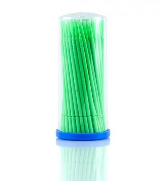 Безворсовые микрощеточки для окрашивания бровей хной 1 мм, зеленые 100шт. S