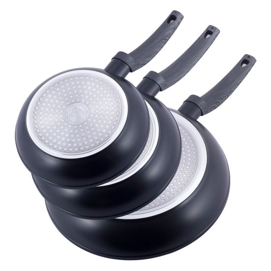 Набор сковород 20 см; 24 см; 28 см. Kamille KM-4124 из кованного алюминия с антипригарным покрытием Black marble