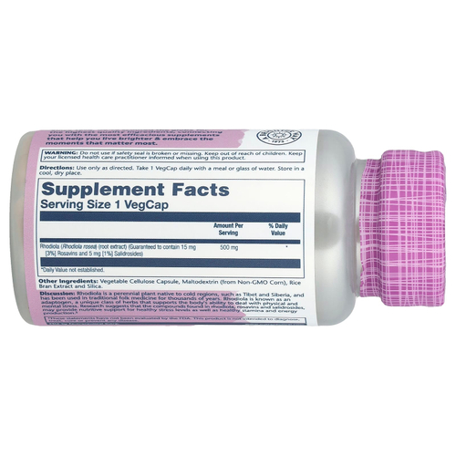 Solaray, Vital Extracts, супер родиола, 500 мг, 60 капсул VegCap