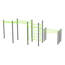 W329 Воркаут (рукоход змеевик и клас., швед стенка, 2 перекладины, брусья двойные) ZAVODSPORTA