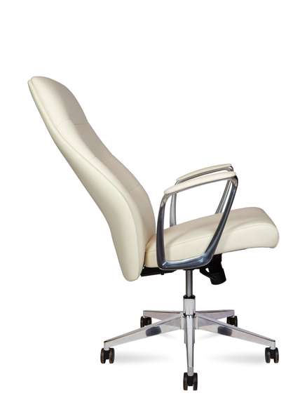 Кресло офисное Норден / Нанси / Nancy  / алюминиевая  база / слоновая кость экокожа