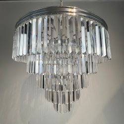 Подвесная Люстра Rh 1920S Odeon Clear Glass Fringe Chandelier D80 Chrome By Imperiumloft