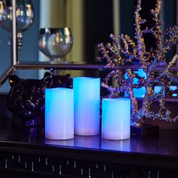 ULD-F052 RGB RC CANDLE SET3 Фигура светодиодная Свеча на батарейках 2АА не в-к. в составе набора из 3 штук. 1 светодиод. RGB свет. Пульт ДУ в-к. TM Uniel