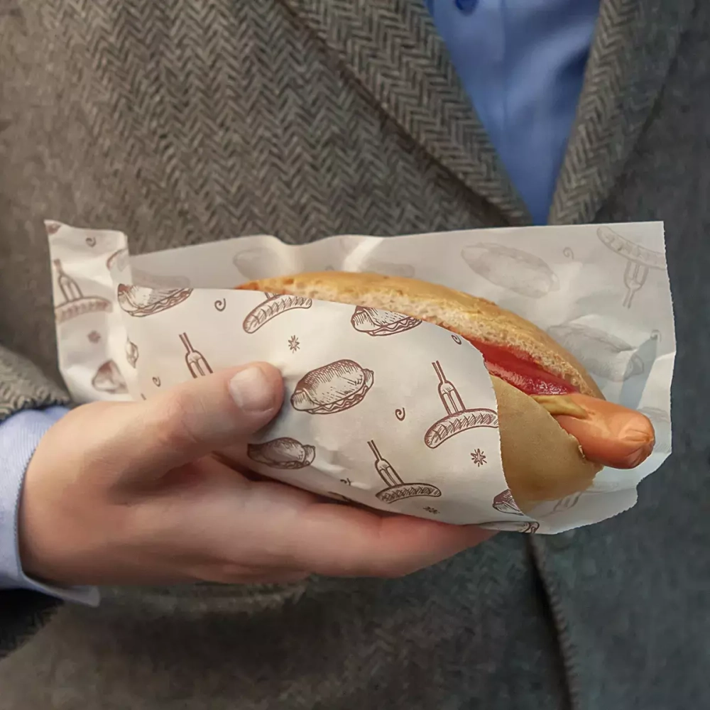 Уголок - 225 х 80 + 40 мм, влагопрочный, белый, с печатью «ХОТ-ДОГ», 100шт