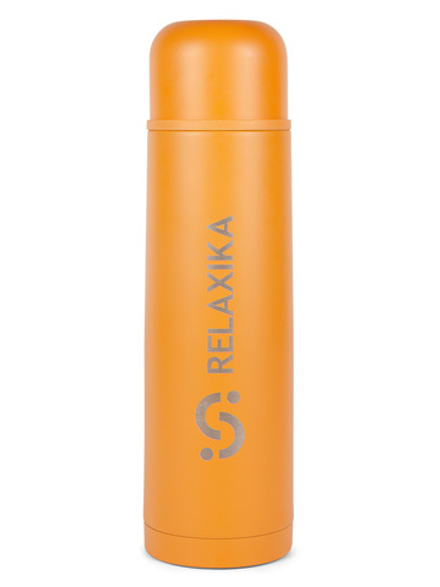 Термос Relaxika 101 (1 литр), желтый (стикерпак "Морской")