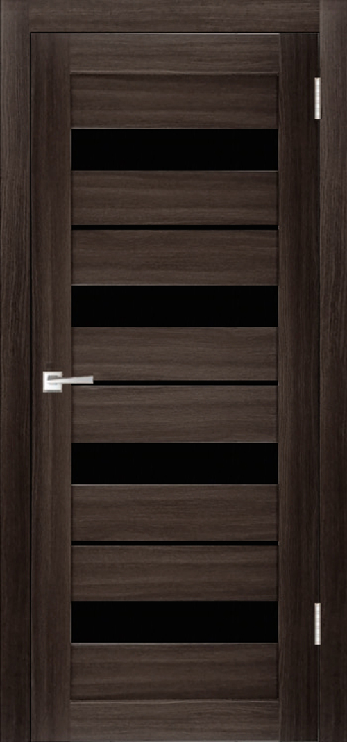 Межкомнатная дверь Велюкс 2 Ясень грей / Цвет тон Грей / Остекление "Лакобель черное" / Двери Верда