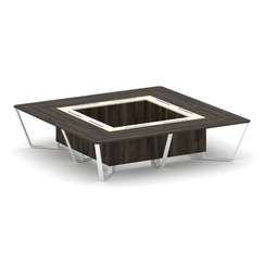 Steel Meet Стол переговорный квадратный KM-PR.B.SP-16K Дуб Мали/Ваниль Глянец/Металл Белый 3200*3200