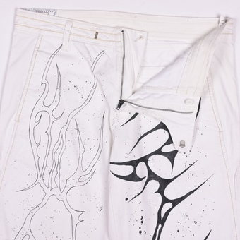 Белые свободные брюки Masstak с огромными трайблами, L (34x30)