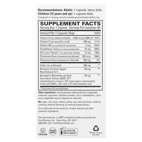 Terry Naturally, Базовые средства против акне, 60 капсул