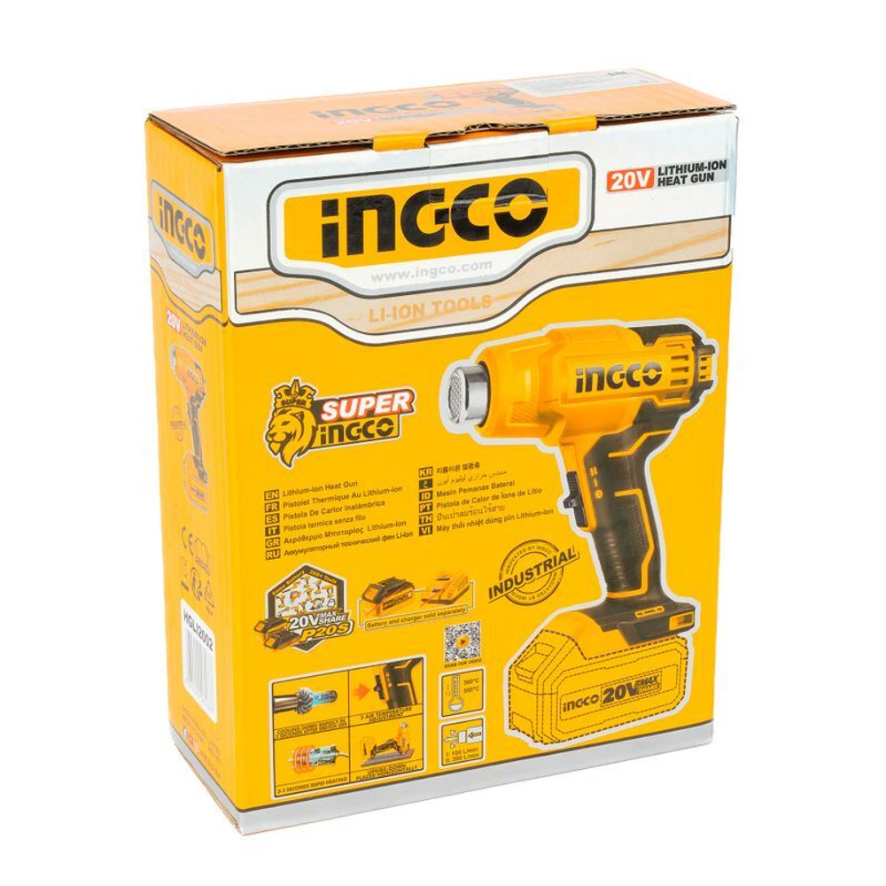 Фен строительный аккумуляторный INGCO HGLI2002 20В без акб