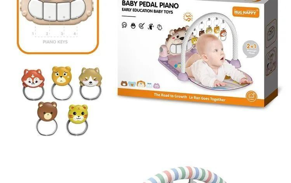 Развивающий игровой коврик для новорожденного с пианино