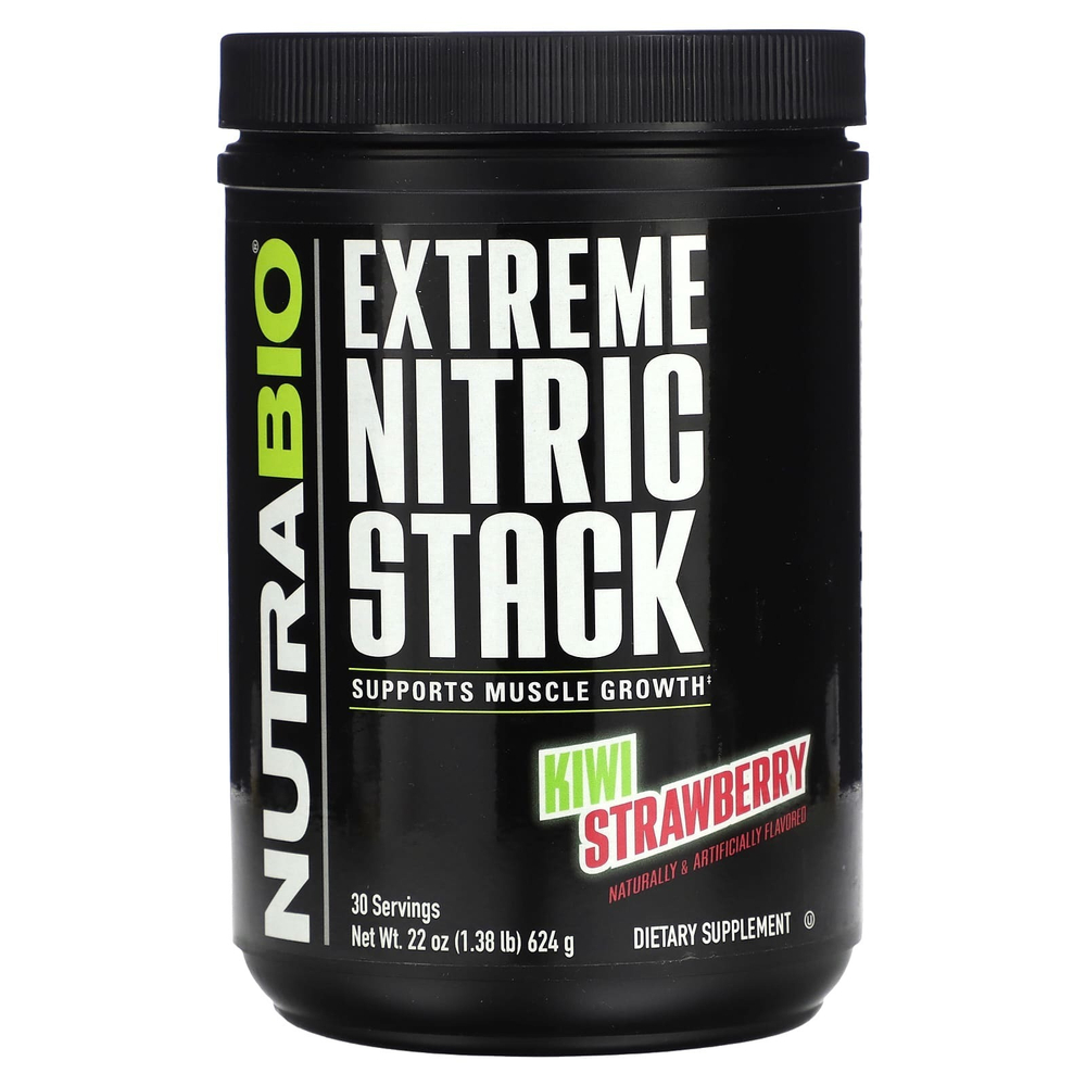 NutraBio, Extreme Nitric Stack, киви и клубника, 624 г (1,38 фунта)