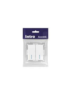 Выключатель 2-кл. СП Accent 6-105-01 10А IP20 250В с подсветкой AL/CU бел. Intro Б0063505