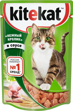 Kitekat Кролик в соусе, влажный корм для кошек 85г.*28шт.